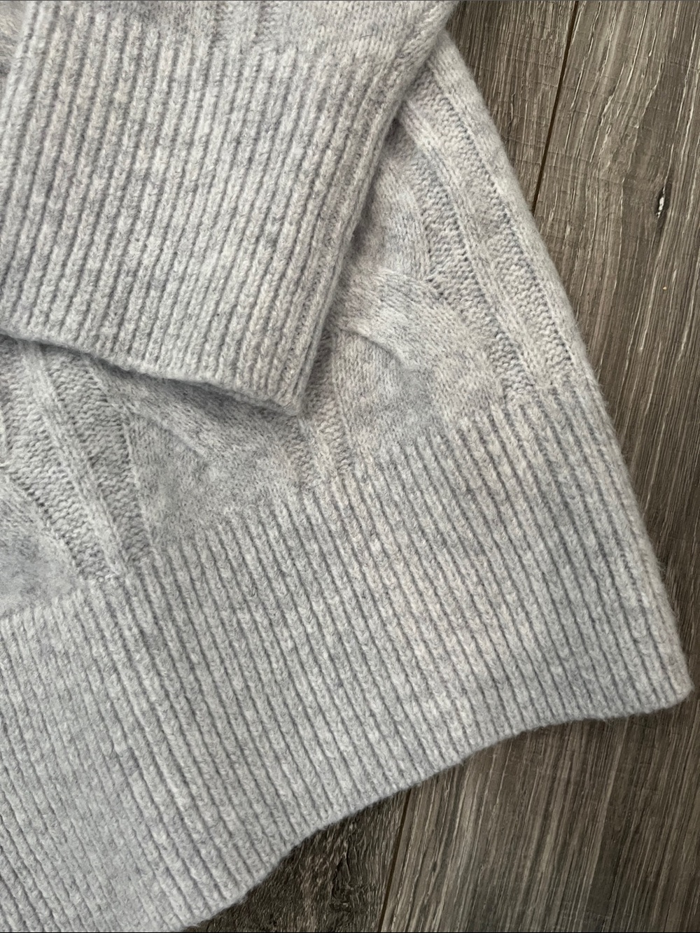 aerie Pearl-Embellished Light Gray Cable Crewneck Sweater - Picture 4 of 5